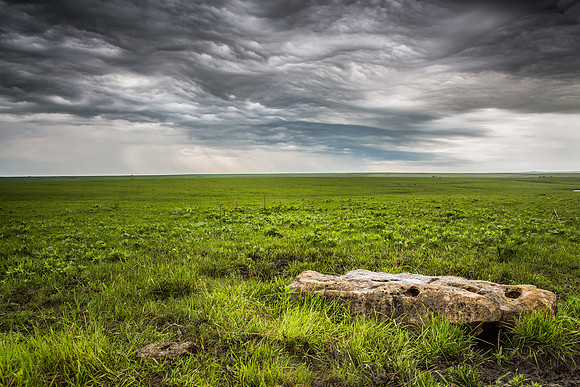 Limestone, grass, rain