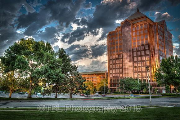 Bronze Buildings in Storm
