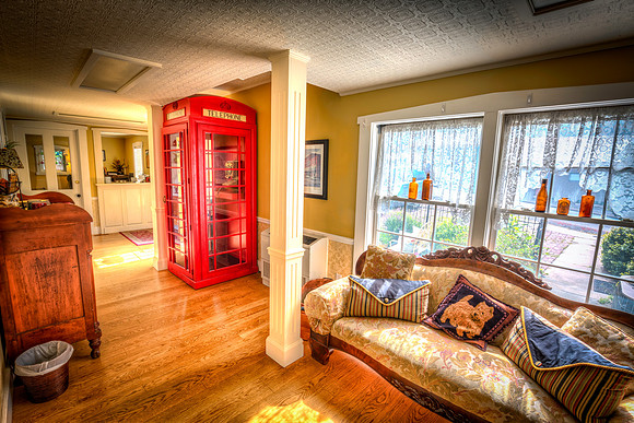 Check-in desk and foyer of The Hatchery House Bed and Breakfast