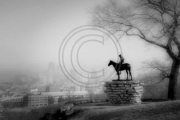 scout b-w in fog