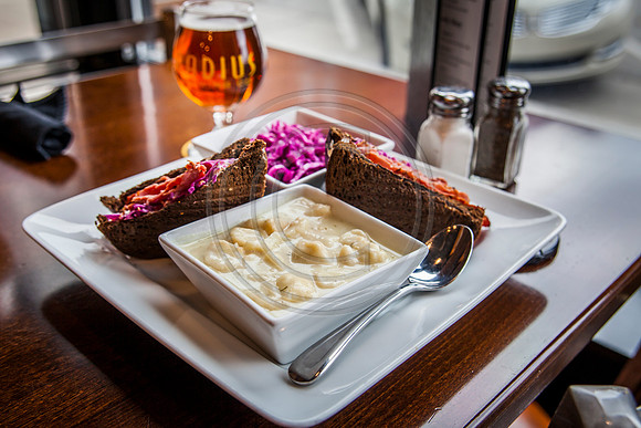 Reuben and dumpling soup