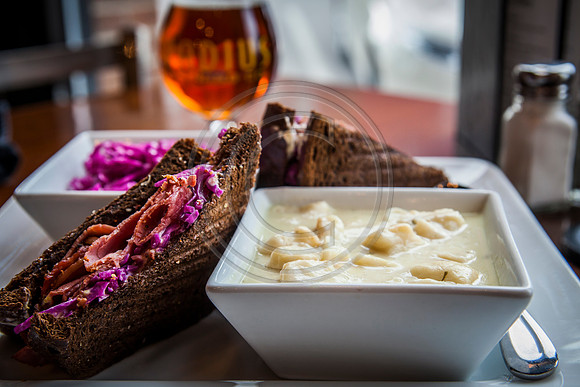 Reuben and dumpling soup